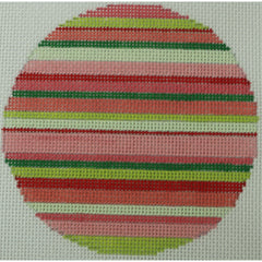 KKO263 pink and green stripes ornament 4" round