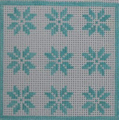 KKSS22 geometric quilt flower - turquoise 3" Square