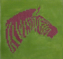 KKSS8 Zebra hot pink on lime green 3" Square