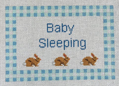P199C Baby Sleeping Bunnies On Blue Gingham
