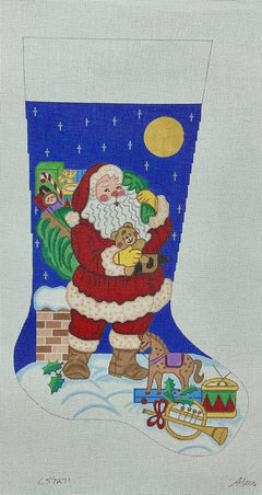 CS7271 Santa Holding Teddy Bear Stocking