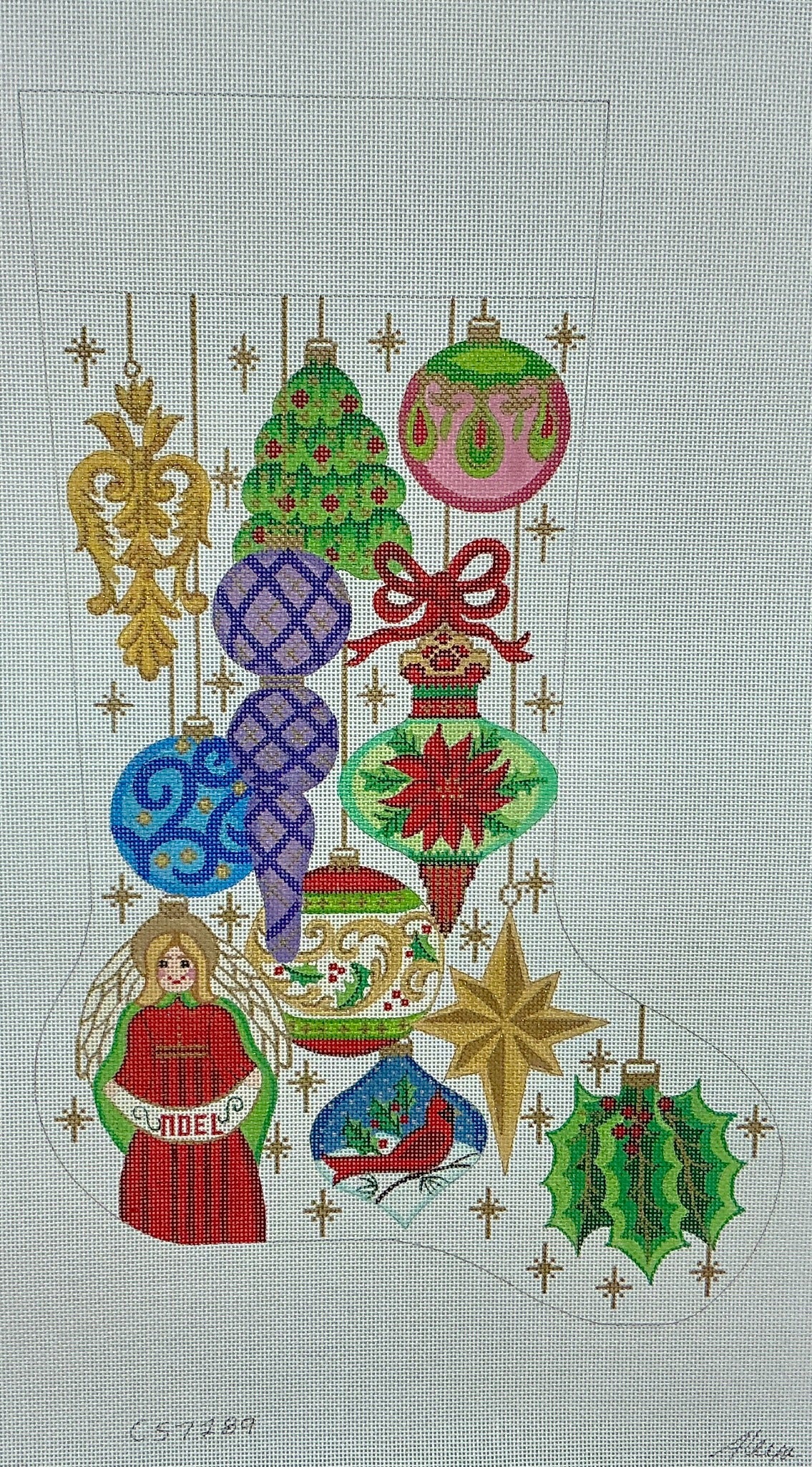 CS7289 Vintage Glass Ornaments Stocking