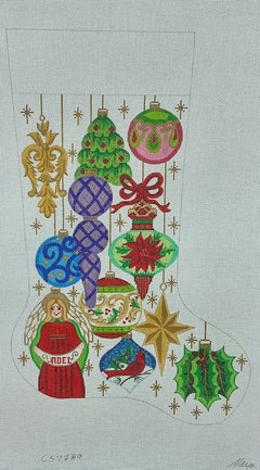 CS7289 Vintage Glass Ornaments Stocking