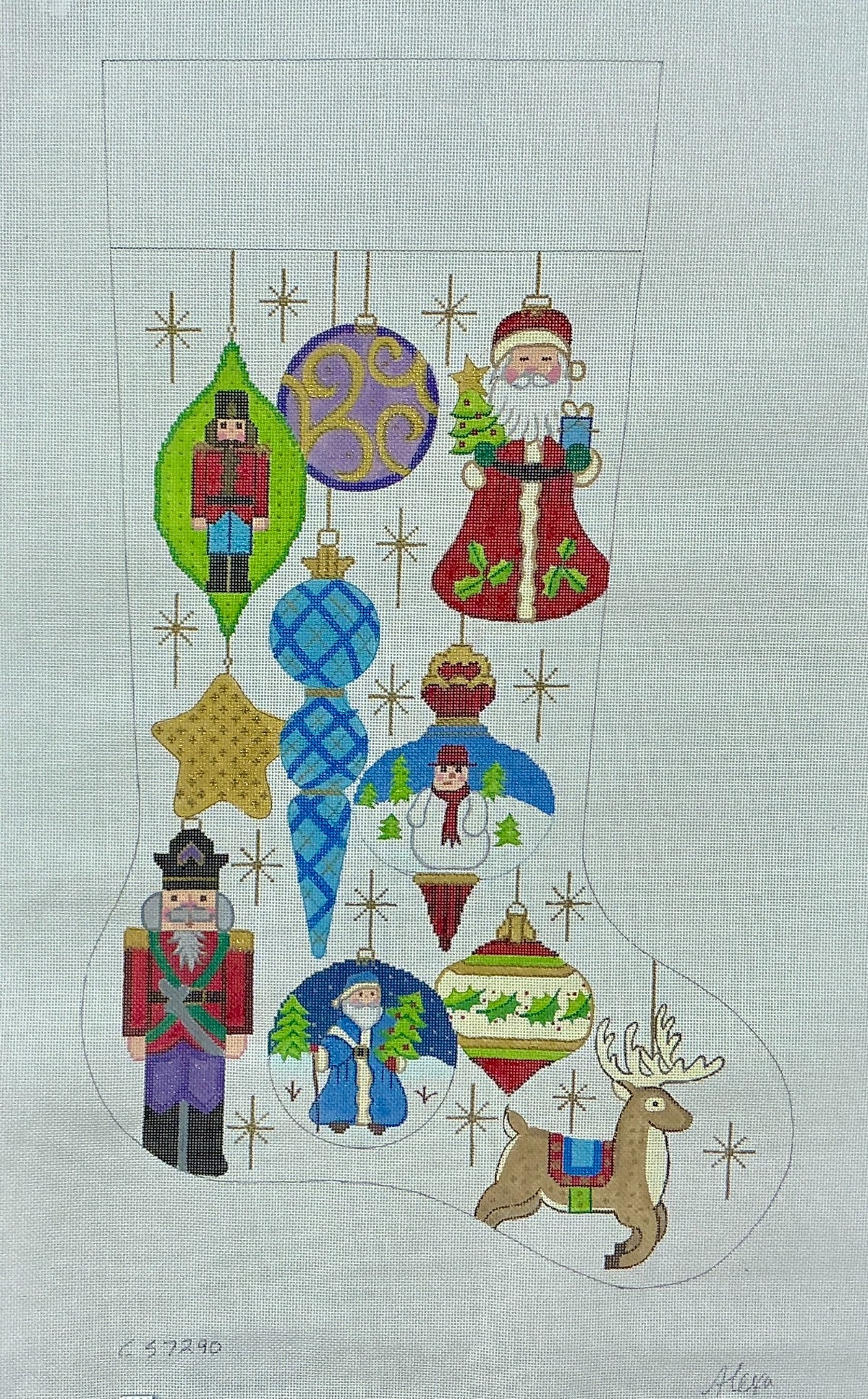 CS7290 Vintage Glass Ornaments with Santa Stocking