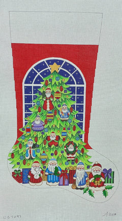 CS7293 Christmas Tree with Santa Ornaments Stocking