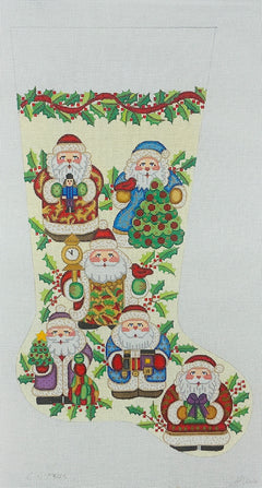 CS7345 Multiple Santas with Holly Stocking