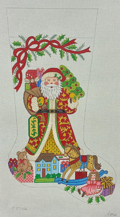 CS7346 Santa with Toys in Red Coat Stocking
