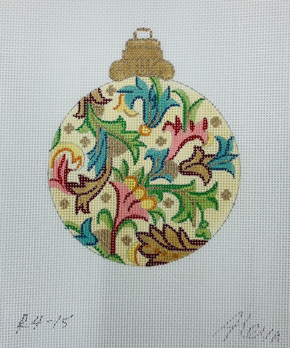 R4-15 Teal and Pink Vine Ornament