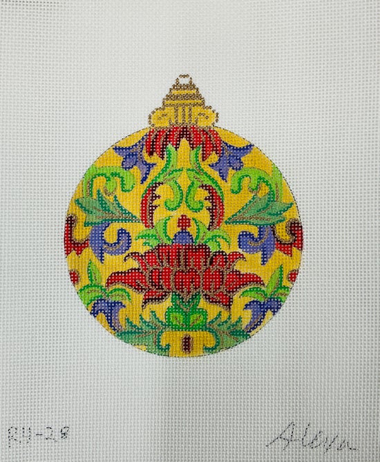 R4-28 Maroon and Green Vine Ornament