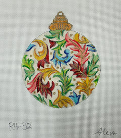 R4-32 Multicolor Floral Round Ornament