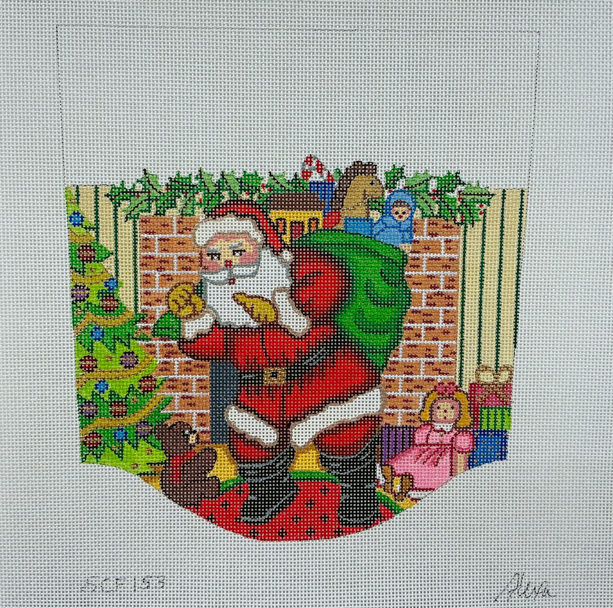 SCF153 Santa at Fireplace Cuff