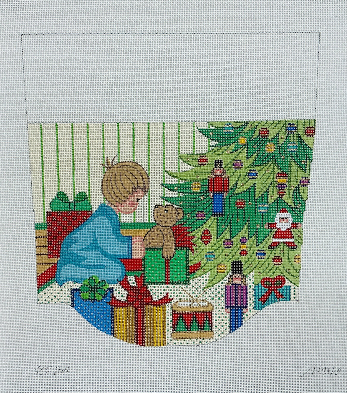 SCF160 Boy with Presents Under Tree Cuff