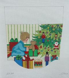 SCF160 Boy with Presents Under Tree Cuff