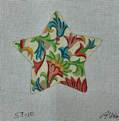 ST-10 Blue and Green Floral Star Ornament