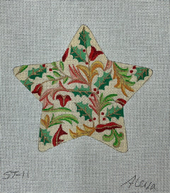 ST-11 Pink and Green Floral Star Ornament