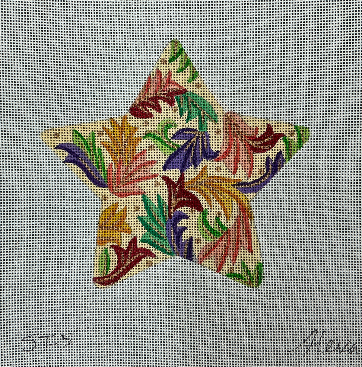 ST-05 Purple Floral Star Ornament