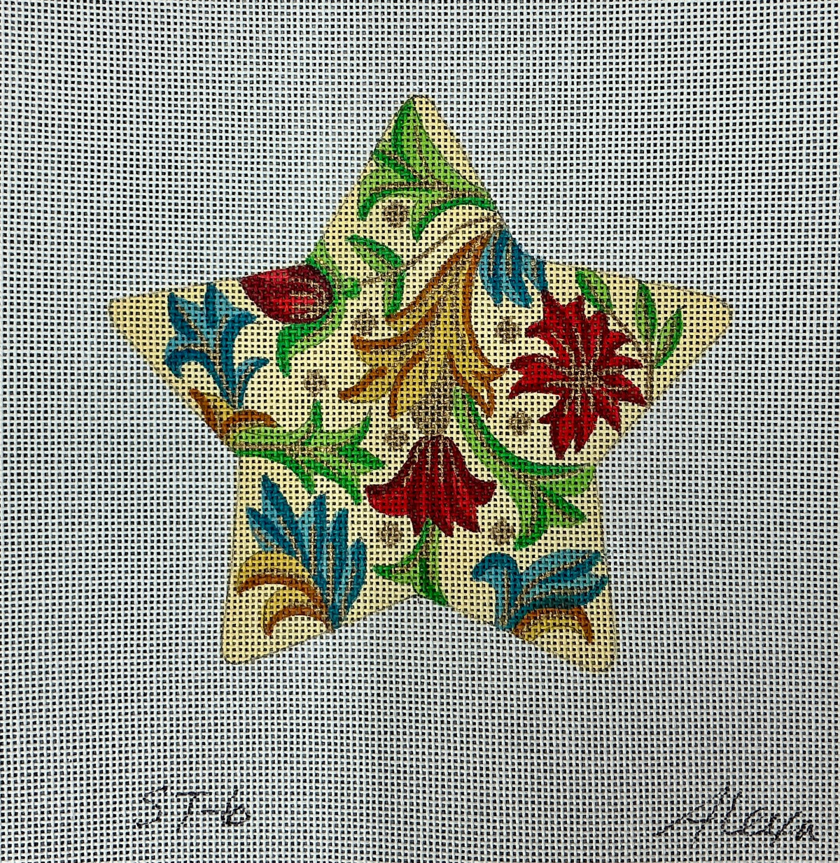 ST-06 Green Floral Star Ornament