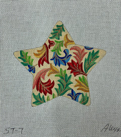 ST-07 Red and Green Floral Star Ornament