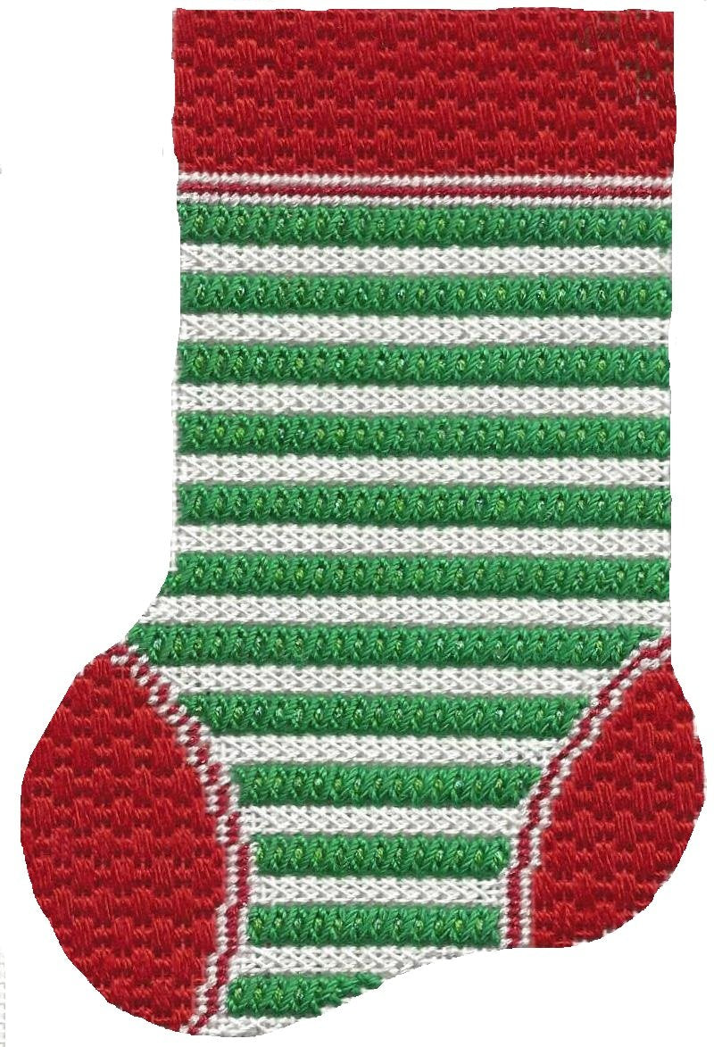 ASIT094 Mini sock grn/wht stripe