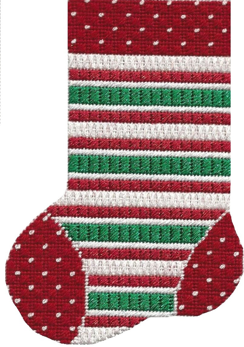 ASIT097 Mini sock red/wht/grn stripe