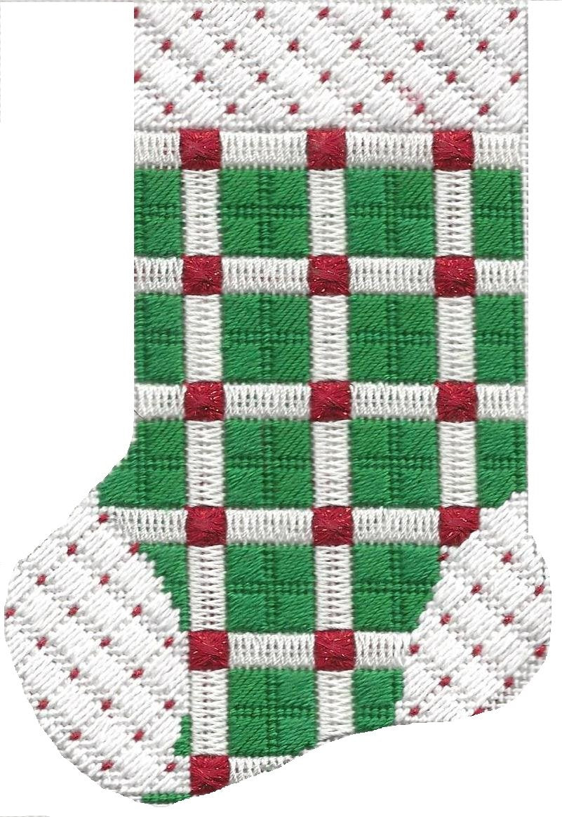 ASIT098 Mini sock grn/whit/red check