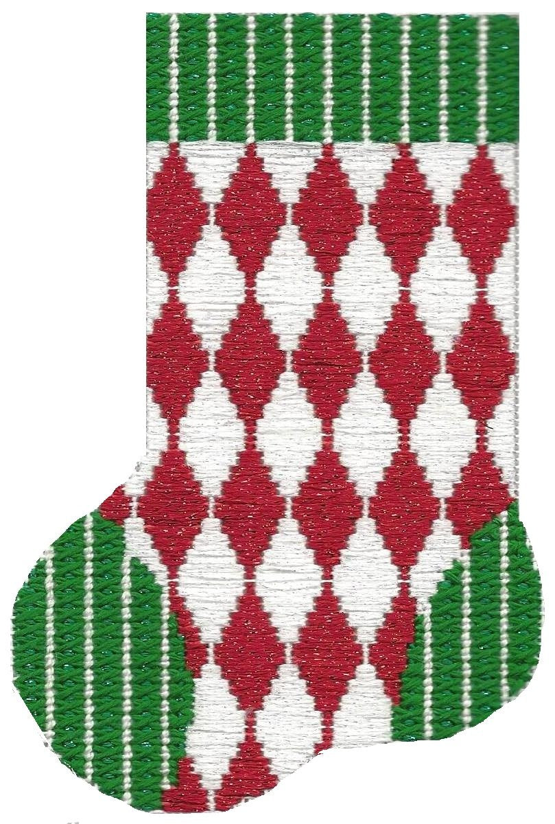 ASIT099 Mini sock red/wht diamond