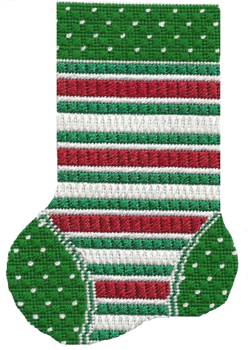 ASIT101 Mini sock red/wht/grn stripe