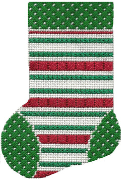ASIT105 Mini sock red/whit/grn lines