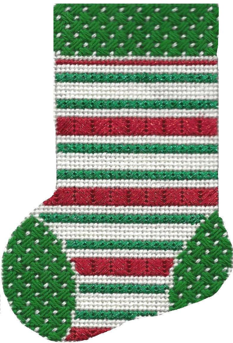ASIT105 Mini sock red/whit/grn lines