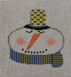 ASIT251 Snowman blue gold scarf