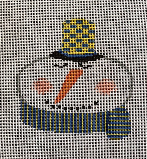 ASIT251 Snowman blue gold scarf
