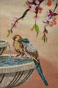 ASIT282 Birds in fountain mosaic