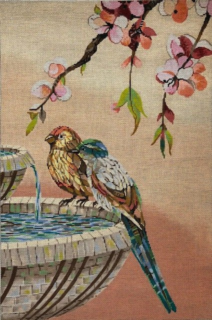 ASIT282 Birds in fountain mosaic