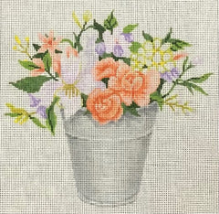 ASIT464 Peach Flowers in Pail