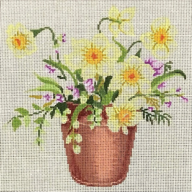 ASIT465 Yellow Flowers in Pot
