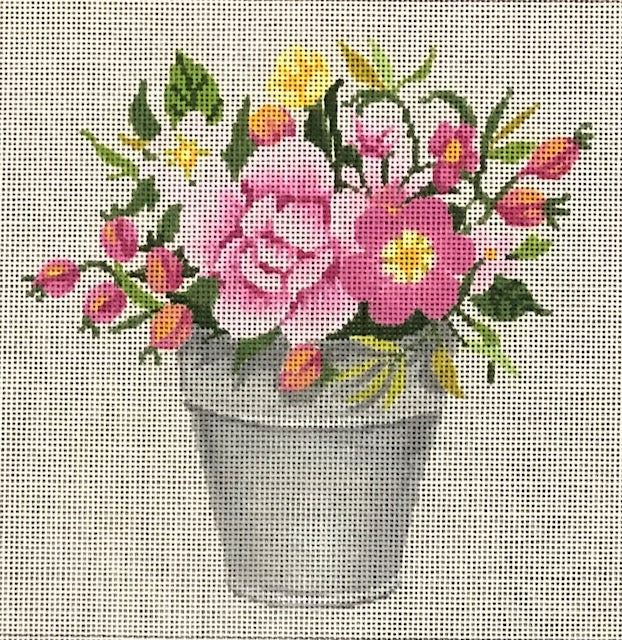 ASIT467 Pink Flowers in Pail
