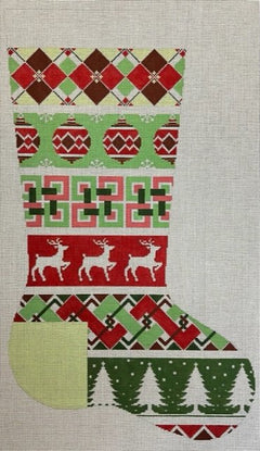 ASIT485 Green Red Argyle Stocking