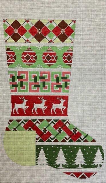 ASIT485 Green Red Argyle Stocking