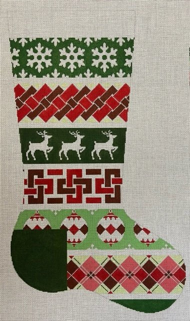 ASIT489 Red Green Snowflake Stkg