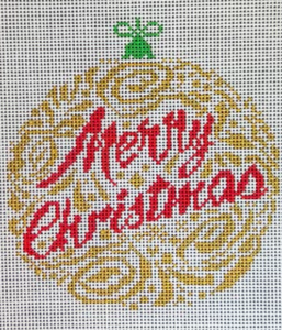 BP Designs:BP-106 Small Merry Christmas Ornament - Gold