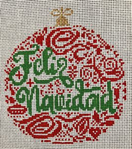 BP Designs:BP-108 Small Feliz Navidad Ornament - Red