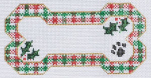 BP-14 Christmas Plaid Bone Ornament - Red and Green