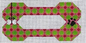 BP-86 Paw and Bone Dog Bone - Green and Fuchsia