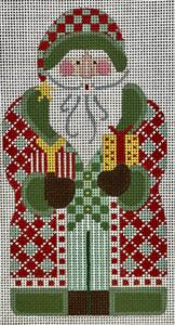 CH-1383 Father Christmas - Plaid holding Present