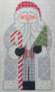 CH-1388 Father Christmas - Grey holing Tree and Candy Cane
