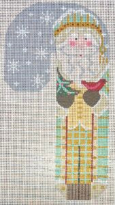 CH-1405 Father Christmas Candy Cane- Mint holding Tree and Cardinal
