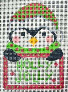 CH-1414-13M Penguin Tag - Holly Jolly on 13 mesh