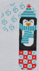 CH-158 Blue Scarf Penguin Candy Cane