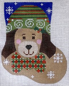 CH-706 Tan Dog with Bow Tie Mini Stocking