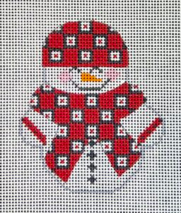 CH-722 Snowman with Red and Black Squares Scarf